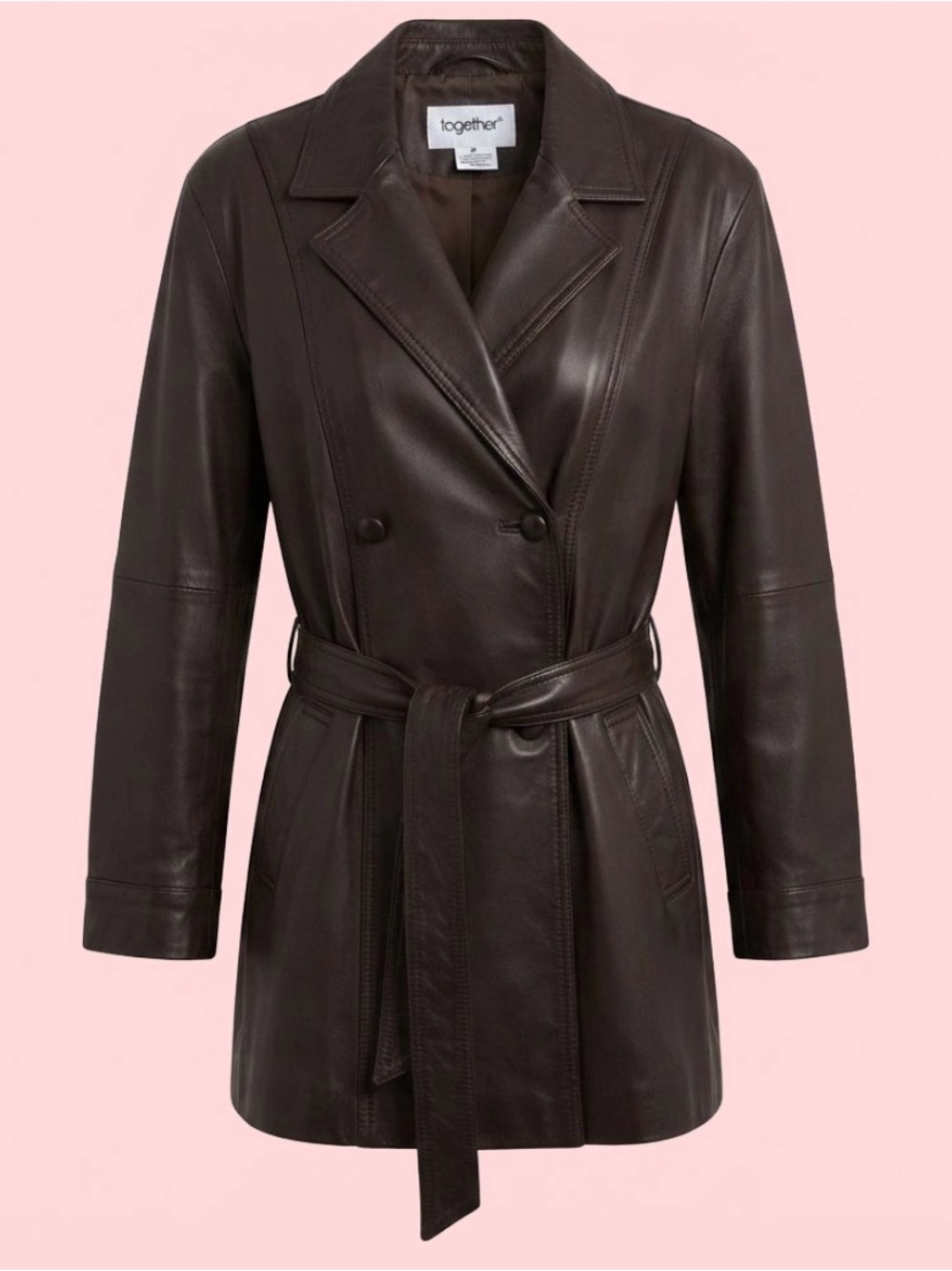 🖤 VINTAGE 90s LEATHER TRENCH — TOGETHER 🖤 Sz Medium
